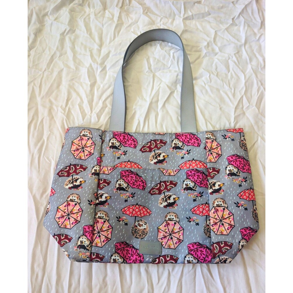 Vera Bradley Gray Hedgehog Umbrella Print Tote Bag Pockets Double Handles